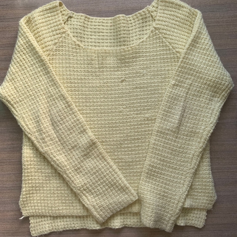Cashmere waffle scoop neck sweater